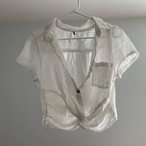 Free people white collared shirt